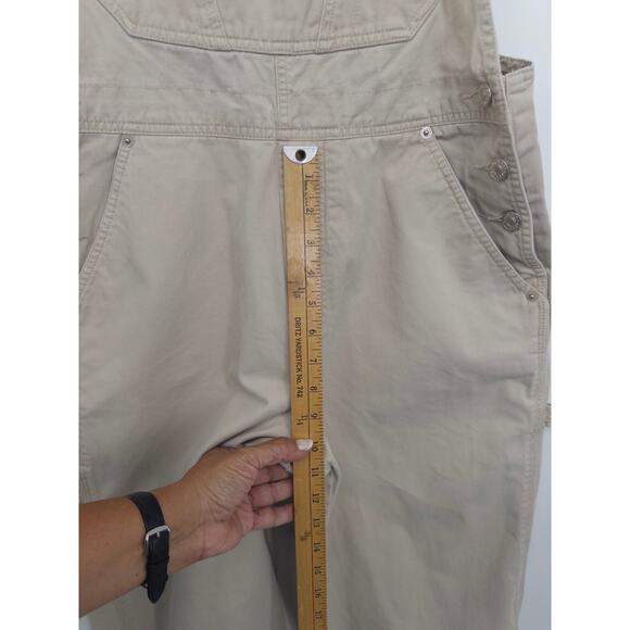 Revolt Women's M Juniors Baggy Straight Leg Twill Khaki/Beige Overalls - Picture 3 of 7